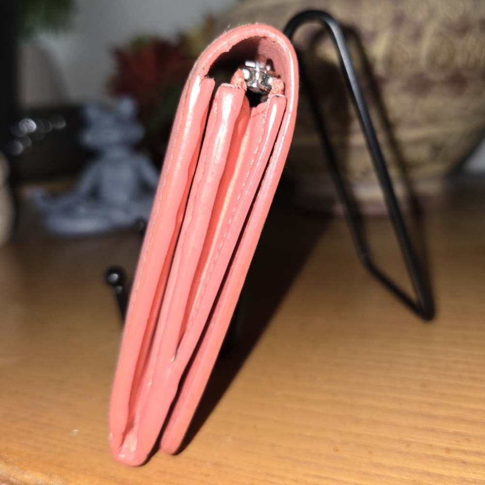 Balenciaga Long Flap Wallet. Coral Pink calfskin Leather. Euc - Picture 3 of 16